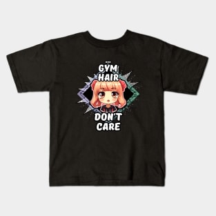 Kawaii Gym Hair Don't Care Anime Kids T-Shirt